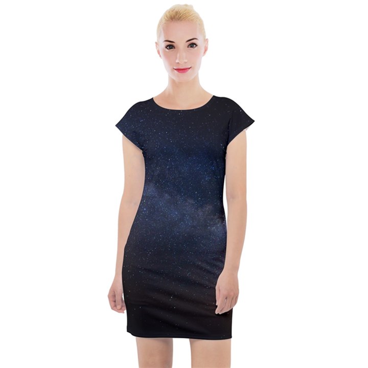 Cosmos Dark Hd Wallpaper Milky Way Cap Sleeve Bodycon Dress