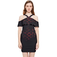 Abstract Pattern Honeycomb Shoulder Frill Bodycon Summer Dress by Ket1n9