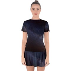 Cosmos Dark Hd Wallpaper Milky Way Drop Hem Mini Chiffon Dress by Ket1n9