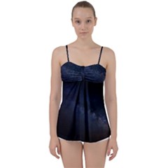 Cosmos Dark Hd Wallpaper Milky Way Babydoll Tankini Top by Ket1n9