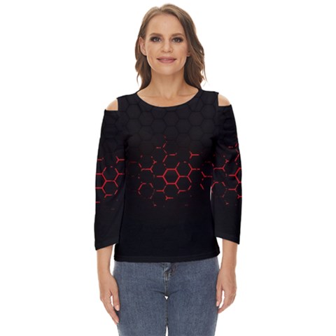 Abstract Pattern Honeycomb Cut Out Wide Sleeve Top by Ket1n9