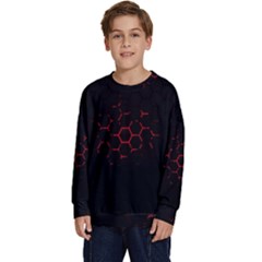 Abstract Pattern Honeycomb Kids  Crewneck Sweatshirt by Ket1n9