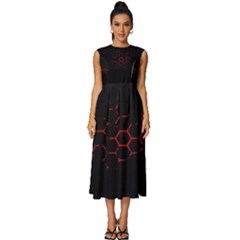 Abstract Pattern Honeycomb Sleeveless Round Neck Midi Dress by Ket1n9