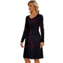 Abstract Pattern Honeycomb Long Sleeve Dress With Pocket View2