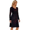 Abstract Pattern Honeycomb Long Sleeve Dress With Pocket View3