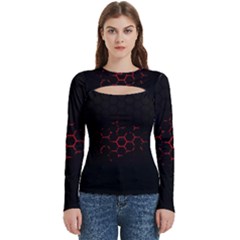 Abstract Pattern Honeycomb Women s Cut Out Long Sleeve T-shirt by Ket1n9