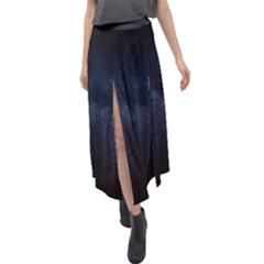 Cosmos Dark Hd Wallpaper Milky Way Velour Split Maxi Skirt by Ket1n9