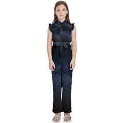 Cosmos Dark Hd Wallpaper Milky Way Kids  Sleeveless Ruffle Edge Band Collar Chiffon One Piece by Ket1n9