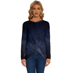 Cosmos Dark Hd Wallpaper Milky Way Long Sleeve Crew Neck Pullover Top by Ket1n9