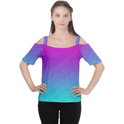 Background Pink Blue Gradient Cutout Shoulder T-shirt by Ket1n9