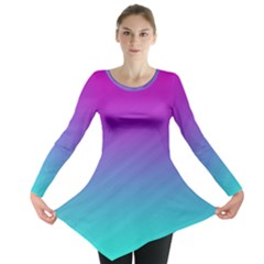 Background Pink Blue Gradient Long Sleeve Tunic  by Ket1n9