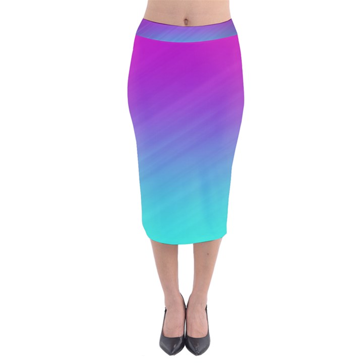 Background Pink Blue Gradient Velvet Midi Pencil Skirt