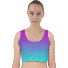 Background Pink Blue Gradient Velvet Racer Back Crop Top by Ket1n9