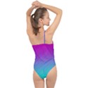 Background Pink Blue Gradient Classic One Shoulder Swimsuit View2