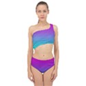 Background Pink Blue Gradient Spliced Up Two Piece Swimsuit View1