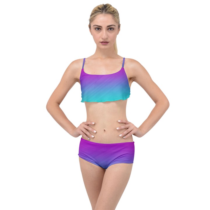 Background Pink Blue Gradient Layered Top Bikini Set