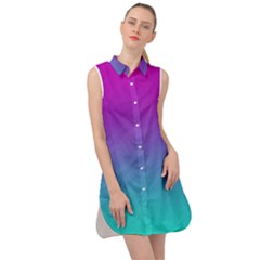 Background Pink Blue Gradient Sleeveless Shirt Dress