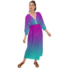 Background Pink Blue Gradient Grecian Style  Maxi Dress