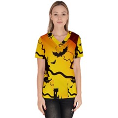 Halloween Night Terrors Women s V-neck Scrub Top by Ket1n9