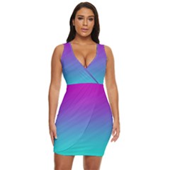 Background Pink Blue Gradient Draped Bodycon Dress