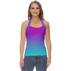 Background Pink Blue Gradient Basic Halter Top by Ket1n9