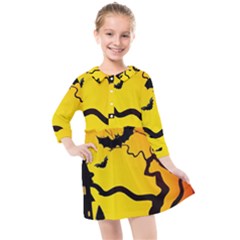 Halloween Night Terrors Kids  Quarter Sleeve Shirt Dress by Ket1n9