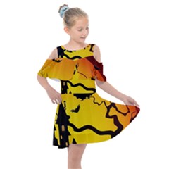 Halloween Night Terrors Kids  Shoulder Cutout Chiffon Dress by Ket1n9