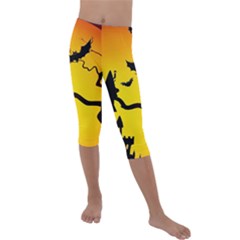 Halloween Night Terrors Kids  Lightweight Velour Capri Leggings  by Ket1n9