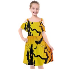 Halloween Night Terrors Kids  Cut Out Shoulders Chiffon Dress by Ket1n9