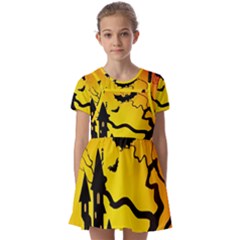 Halloween Night Terrors Kids  Short Sleeve Pinafore Style Dress by Ket1n9