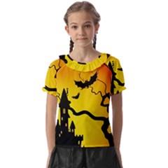 Halloween Night Terrors Kids  Frill Chiffon Blouse by Ket1n9