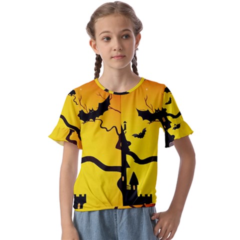 Halloween Night Terrors Kids  Cuff Sleeve Scrunch Bottom T-shirt by Ket1n9