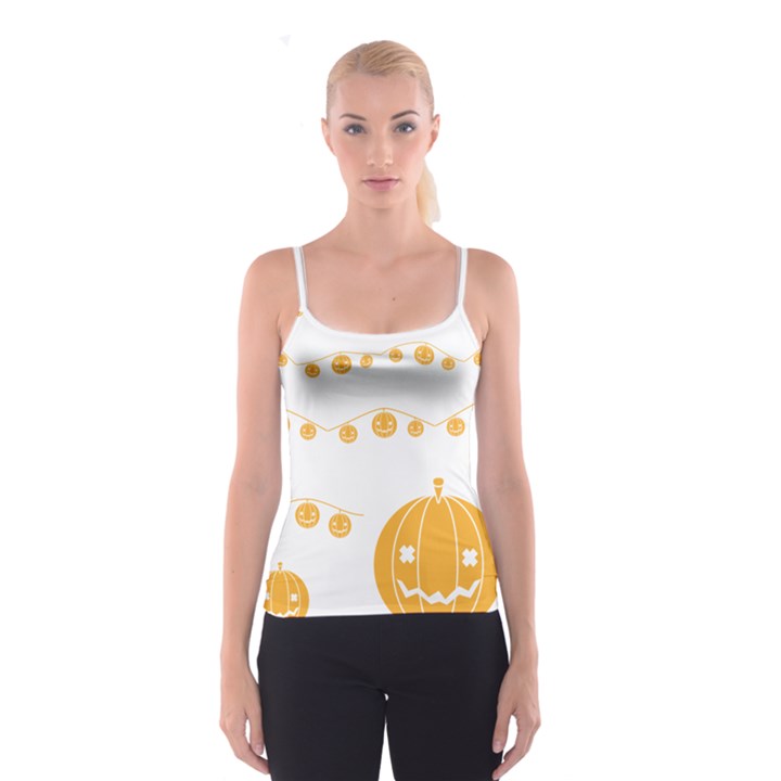 Pumpkin Halloween Deco Garland Spaghetti Strap Top