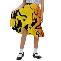 Halloween Night Terrors Kids  Ruffle Flared Wrap Midi Skirt by Ket1n9