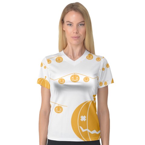 Pumpkin Halloween Deco Garland V-neck Sport Mesh T-shirt by Ket1n9