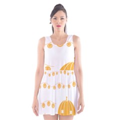 Pumpkin Halloween Deco Garland Scoop Neck Skater Dress by Ket1n9