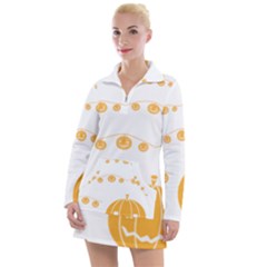 Pumpkin Halloween Deco Garland Women s Long Sleeve Casual Dress by Ket1n9