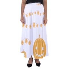 Pumpkin Halloween Deco Garland Flared Maxi Skirt by Ket1n9