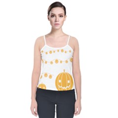 Pumpkin Halloween Deco Garland Velvet Spaghetti Strap Top by Ket1n9