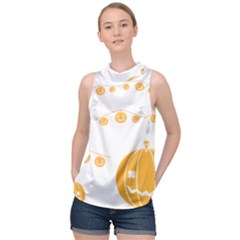 Pumpkin Halloween Deco Garland High Neck Satin Top by Ket1n9