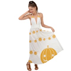 Pumpkin Halloween Deco Garland Backless Maxi Beach Dress by Ket1n9