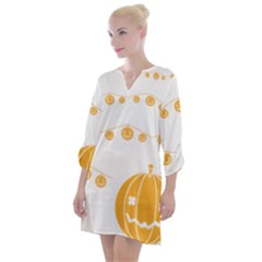 Pumpkin Halloween Deco Garland Open Neck Shift Dress by Ket1n9