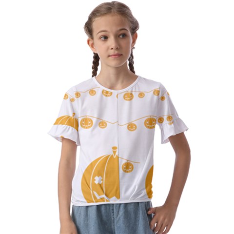 Pumpkin Halloween Deco Garland Kids  Cuff Sleeve Scrunch Bottom T-shirt by Ket1n9