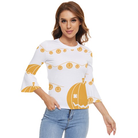 Pumpkin Halloween Deco Garland Bell Sleeve Top by Ket1n9