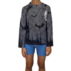 Halloween Background Halloween Scene Kids  Long Sleeve Swimwear by Ket1n9