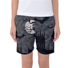 Halloween Background Halloween Scene Women s Basketball Shorts by Ket1n9