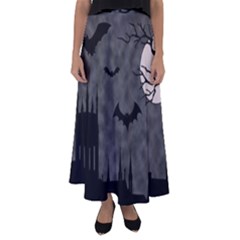 Halloween Background Halloween Scene Flared Maxi Skirt by Ket1n9