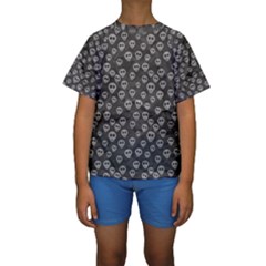 Skull Halloween Background Texture Kids  Short Sleeve Swimwear by Ket1n9