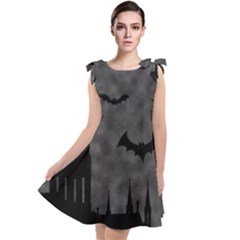 Halloween Background Halloween Scene Tie Up Tunic Dress by Ket1n9