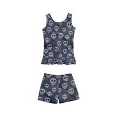 Skull Halloween Background Texture Kids  Boyleg Swimsuit by Ket1n9